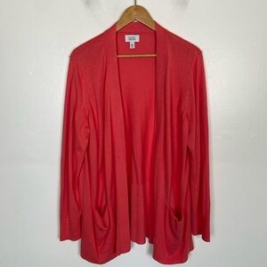 Croft & Barrow Open Front Cardigan Size PXXL Pink Front Pockets Cotton Blend